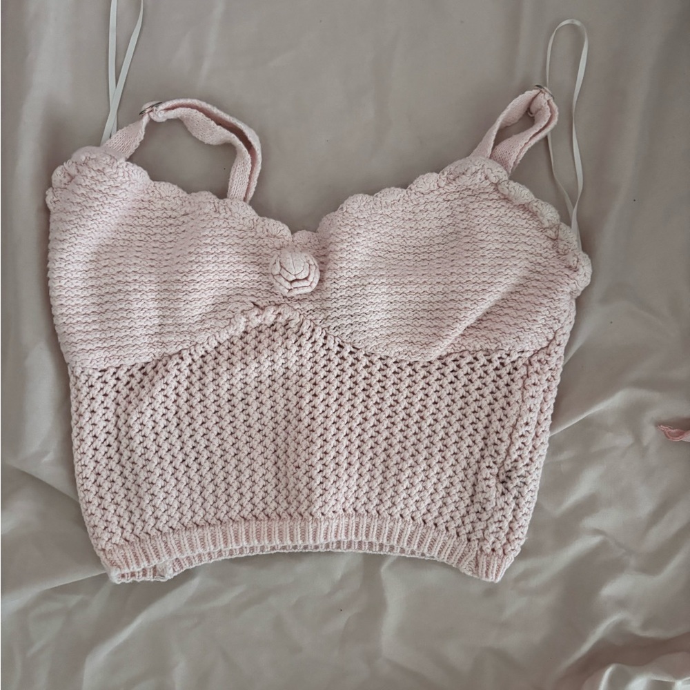 Brandy Melville Pink Knit Tank Top